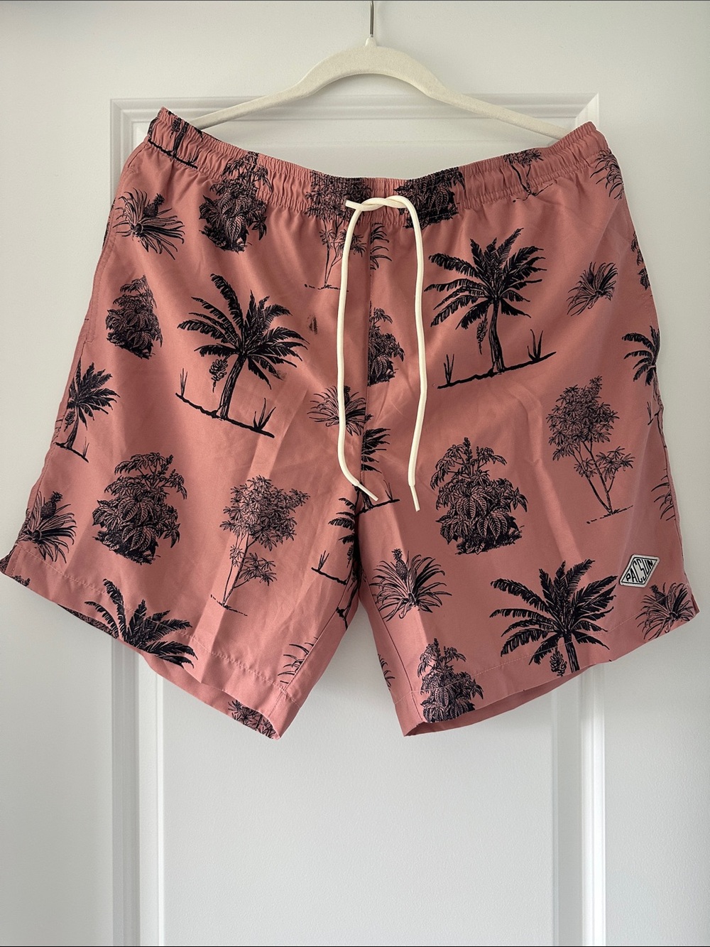 PacSun Men's Pink Palm-Print Swim Trunks